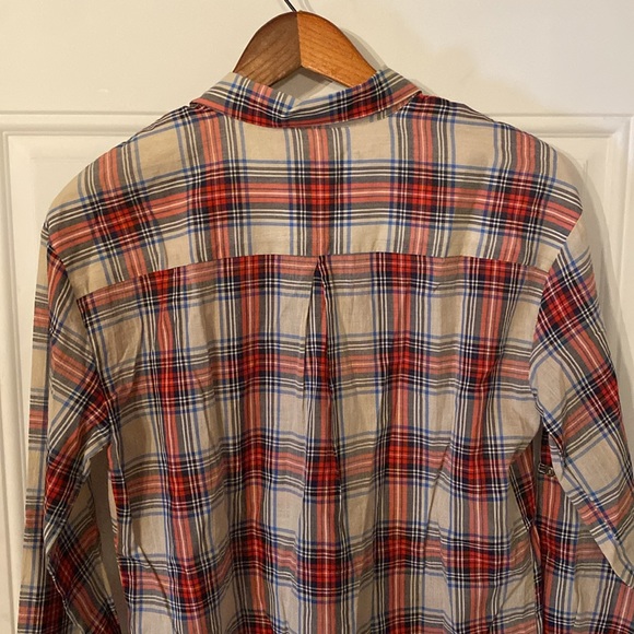 NWT Zara Red and Blue Plaid Hi Low Button Top Shirt - Picture 5 of 11